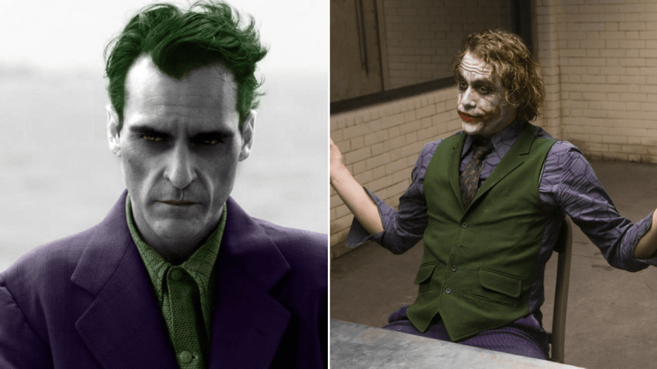 Fan art Phoenixe v roli Jokera a Heath Ledger jako Joker v Temném rytíři